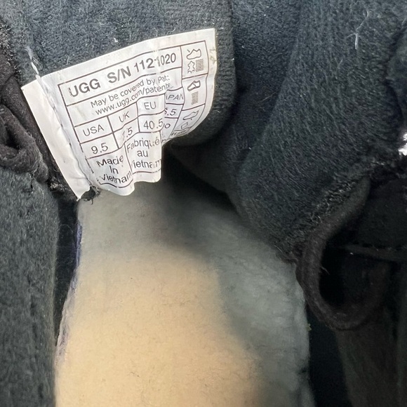 Ugg Boots Womens Size 9.5 Lakesider Heritage Mid Short Boots Black Suede Sherpa - Picture 12 of 12